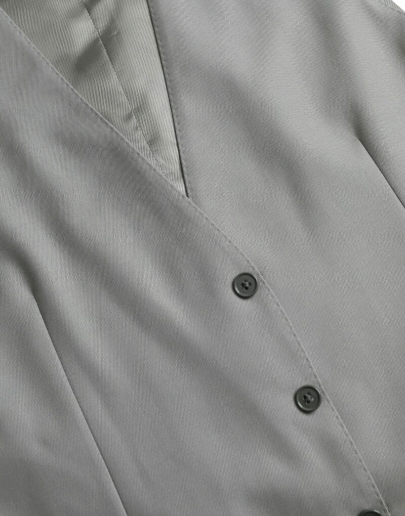 Dolce & Gabbana Light Gray Wool Formal Dress Waistcoat Vest - Image 7