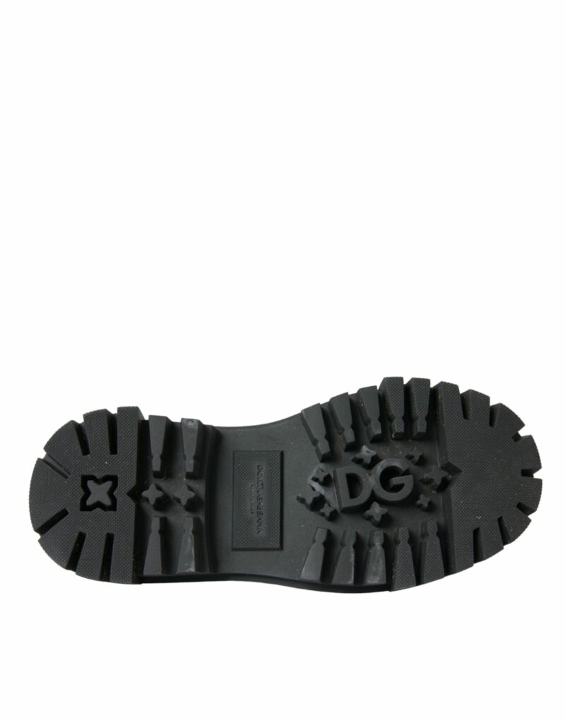 Dolce & Gabbana Black Leather Trekking Derby Embellished Shoes - Image 6