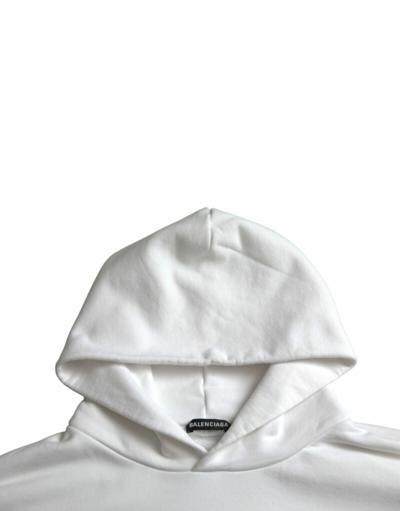 Balenciaga White Cotton Logo Hooded Pullover Sweatshirt Sweater - Image 4