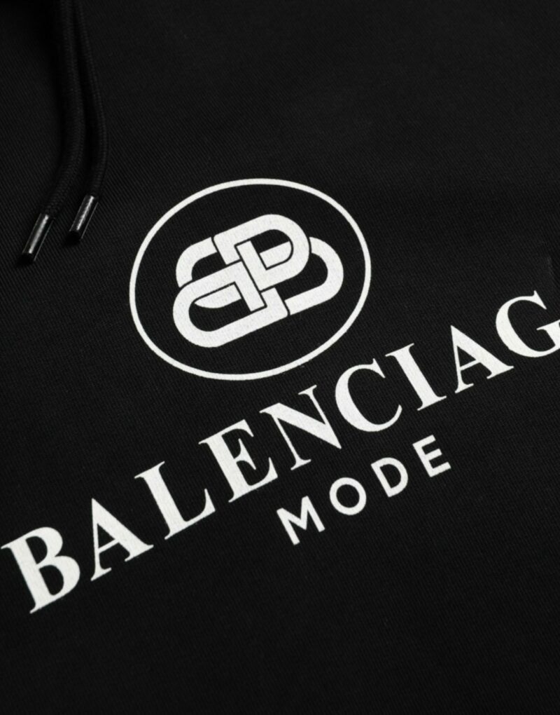 Balenciaga Black Cotton Logo Hooded Pullover Sweatshirt Sweater - Image 5