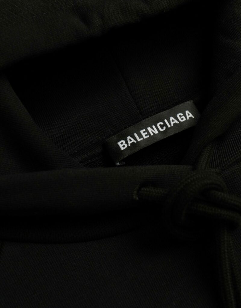 Balenciaga Black Cotton Logo Hooded Pullover Sweatshirt Sweater - Image 6