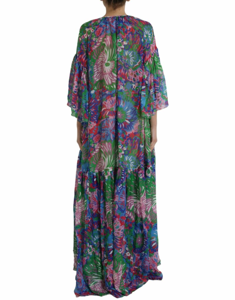 Dolce & Gabbana Multicolor Floral Silk Kaftan Maxi Dress - Image 4