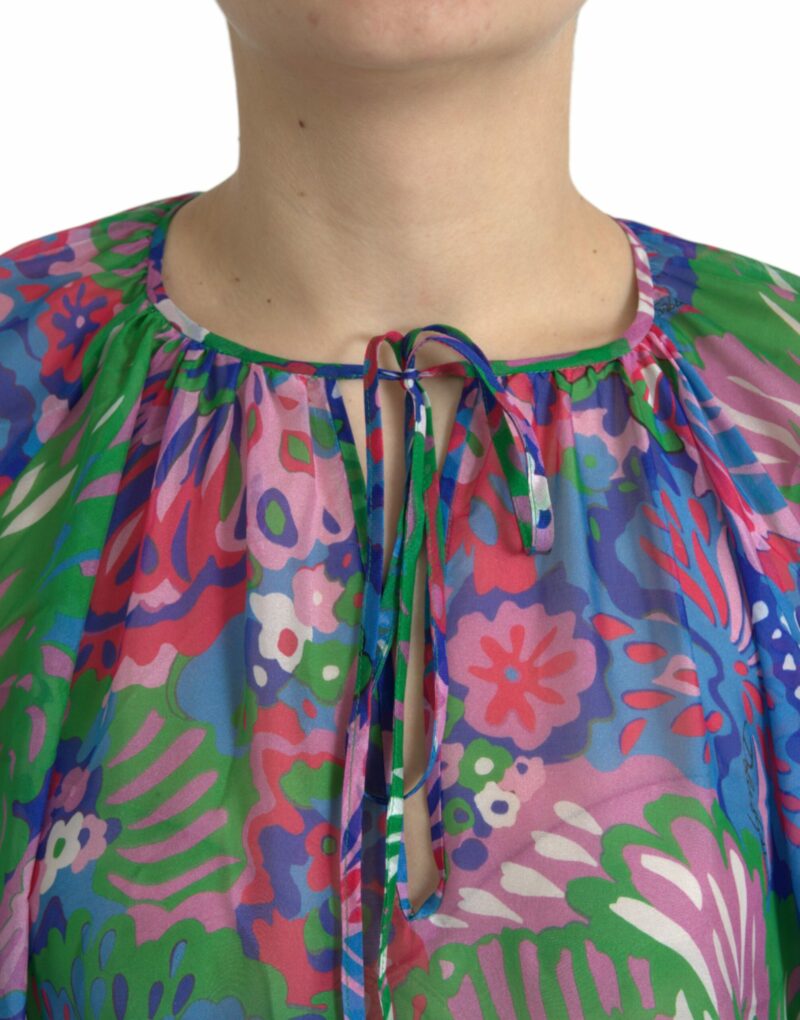 Dolce & Gabbana Multicolor Floral Silk Kaftan Maxi Dress - Image 5
