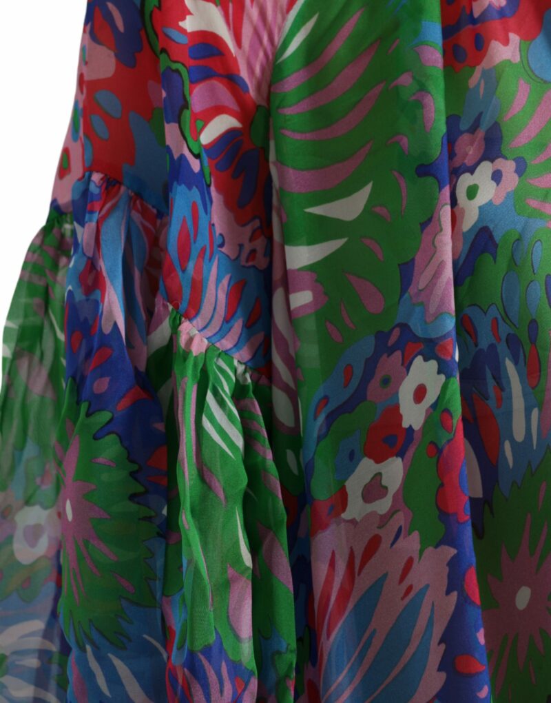 Dolce & Gabbana Multicolor Floral Silk Kaftan Maxi Dress - Image 6