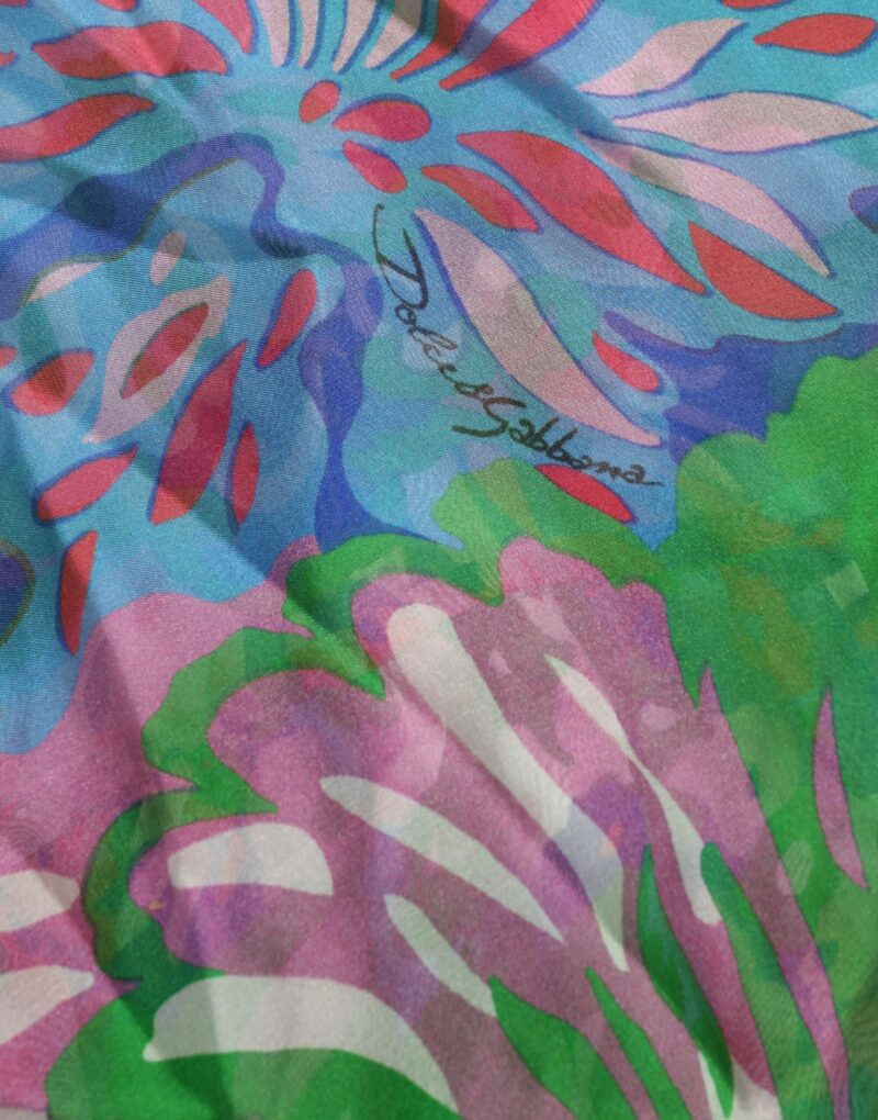 Dolce & Gabbana Multicolor Floral Silk Kaftan Maxi Dress - Image 8