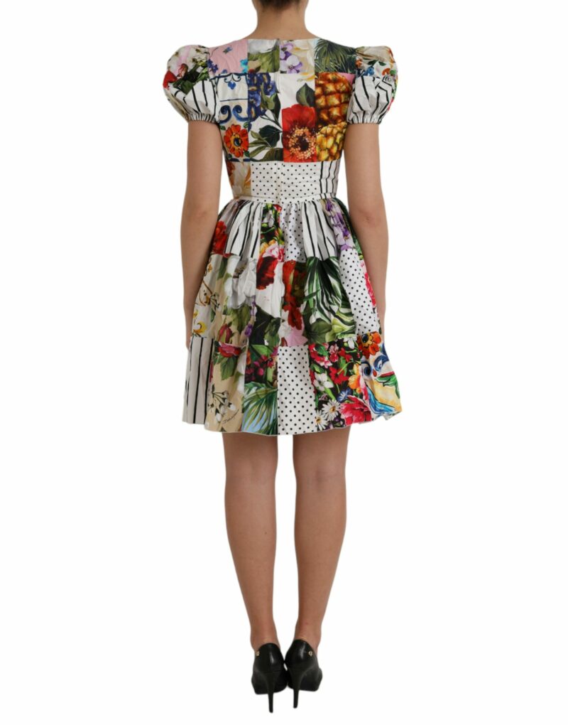 Dolce & Gabbana Multicolor Patchwork Cotton Aline Mini Dress - Image 4