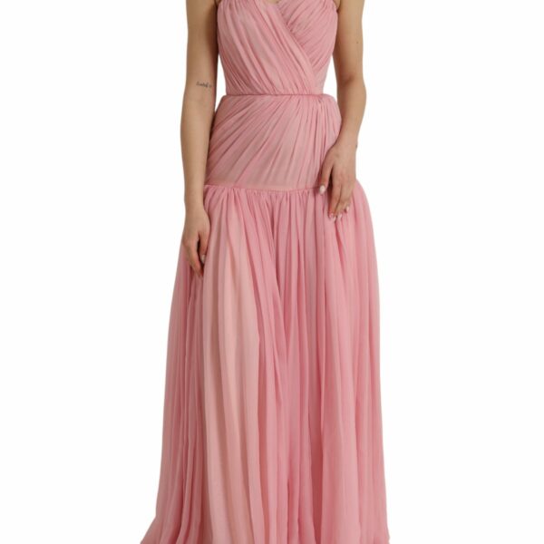 Dolce & Gabbana Pink Silk Strapless Maxi A-line Gown Dress
