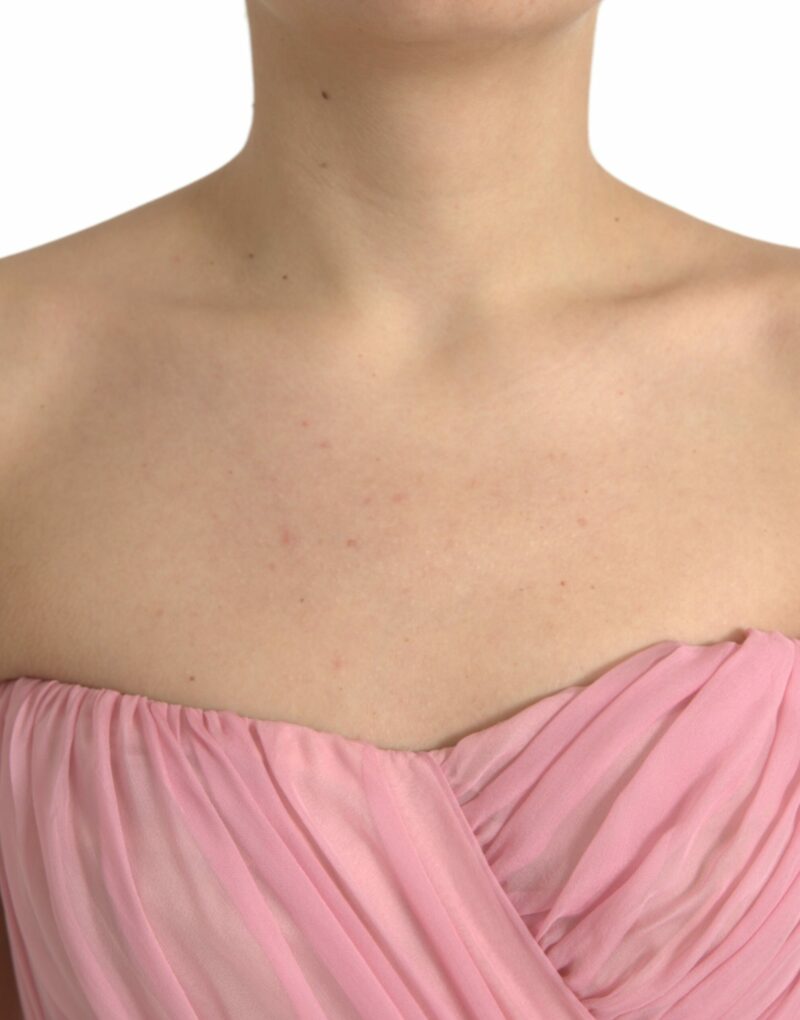 Dolce & Gabbana Pink Silk Strapless Maxi A-line Gown Dress - Image 5