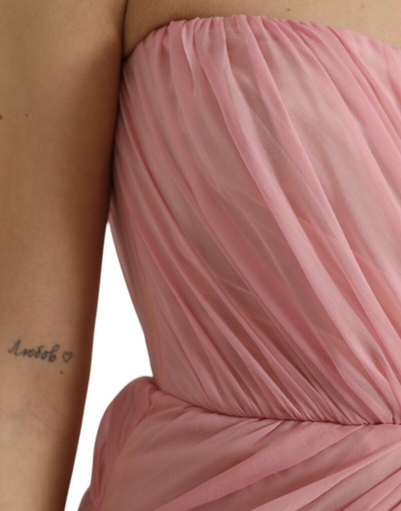 Dolce & Gabbana Pink Silk Strapless Maxi A-line Gown Dress - Image 6