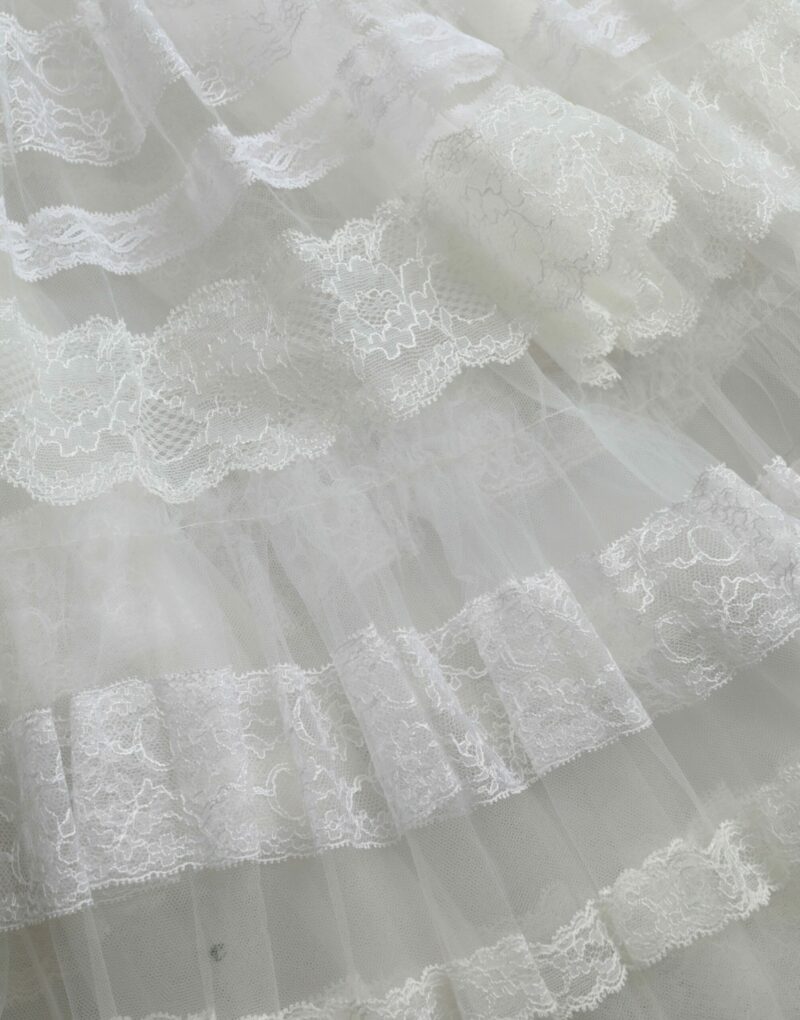 Dolce & Gabbana White Nylon Sheer Tiered Lace Maxi Dress - Image 8