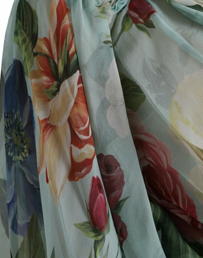 Dolce & Gabbana Blue Floral Print Tiered Long Maxi Dress - Image 7