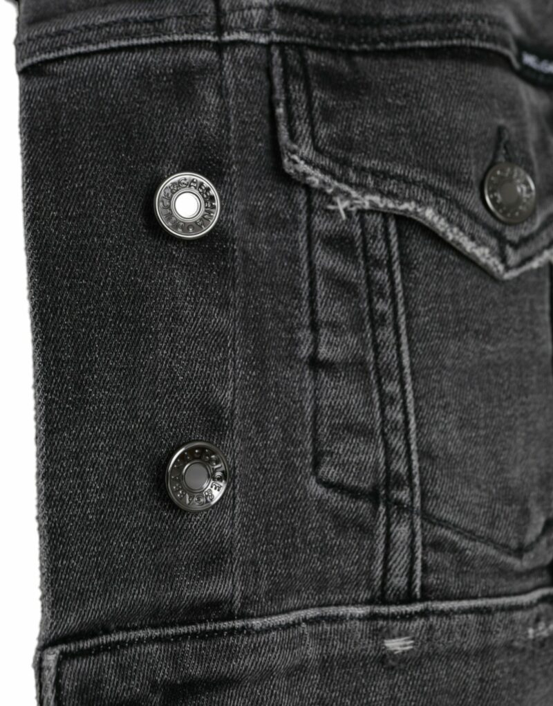 Dolce & Gabbana Dark Gray Cotton Stretch Cropped Denim Jacket - Image 6