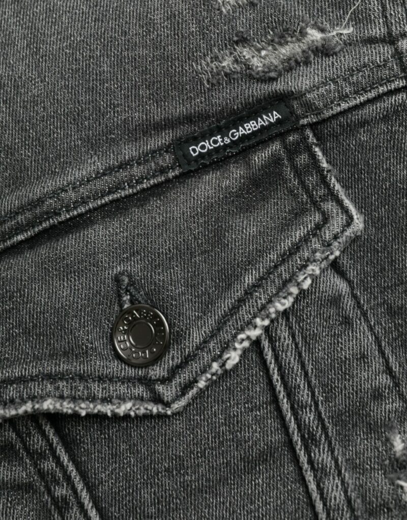 Dolce & Gabbana Dark Gray Cotton Stretch Cropped Denim Jacket - Image 8