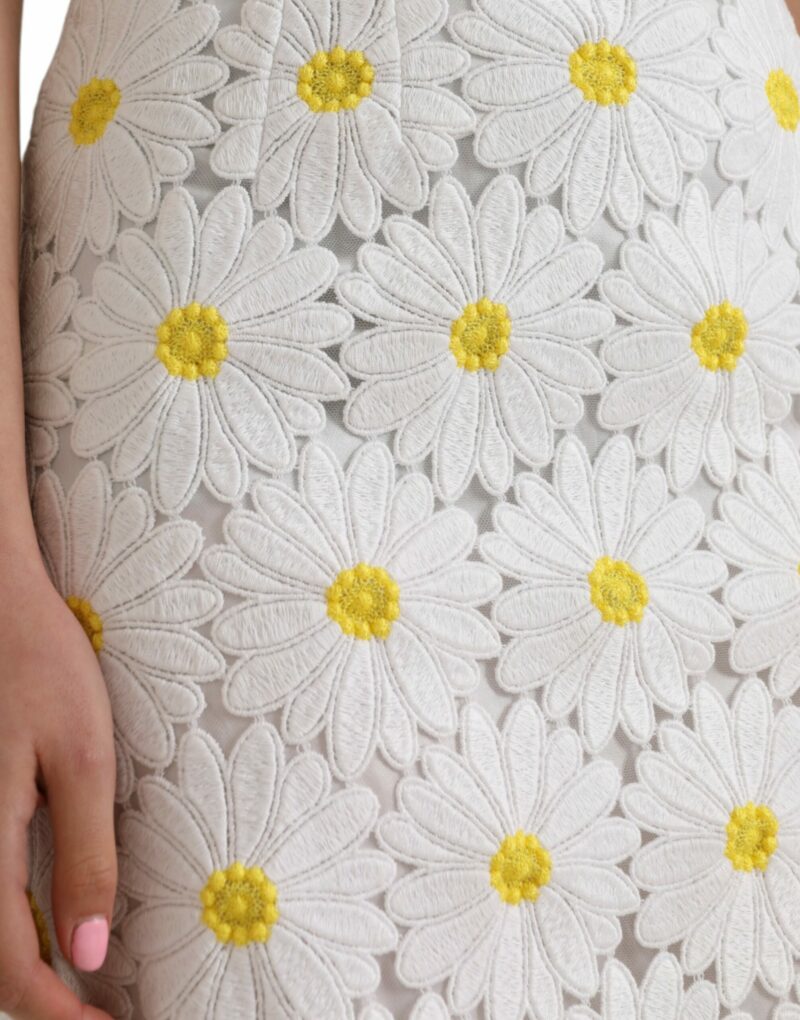 Dolce & Gabbana White Floral Pencil Straight Lace Skirt - Image 5
