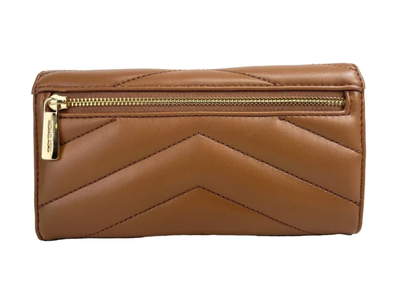 Michael Kors Jet Set Travel Large Quilted Leather Trifold Wallet Brown - Image 3