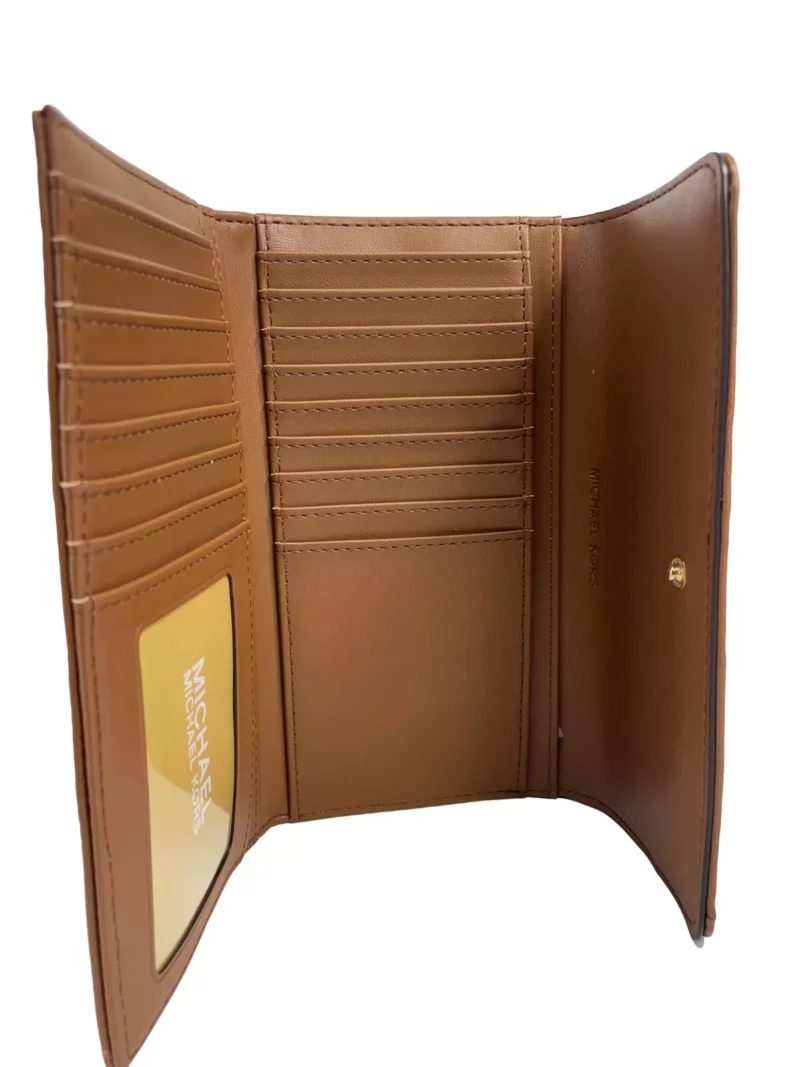 Michael Kors Jet Set Travel Large Quilted Leather Trifold Wallet Brown - Image 2