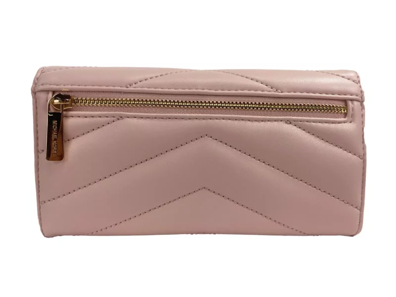 Michael Kors Jet Set Travel Large Quilted Leather Trifold Wallet Powder Blush - Image 2
