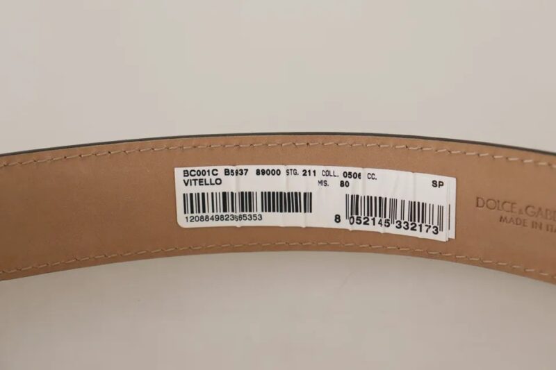 Dolce & Gabbana Black Leather Gold Metal Logo Engraved Buckle Belt - Image 7