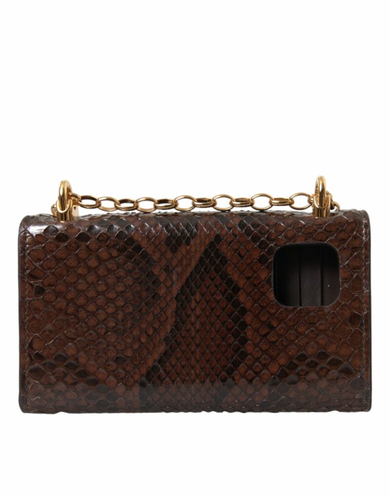Dolce & Gabbana Brown Python Leather DG Girls Crossbody Phone Bag - Image 3