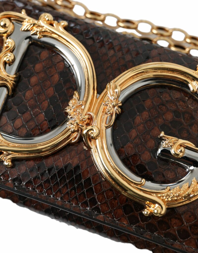 Dolce & Gabbana Brown Python Leather DG Girls Crossbody Phone Bag - Image 5