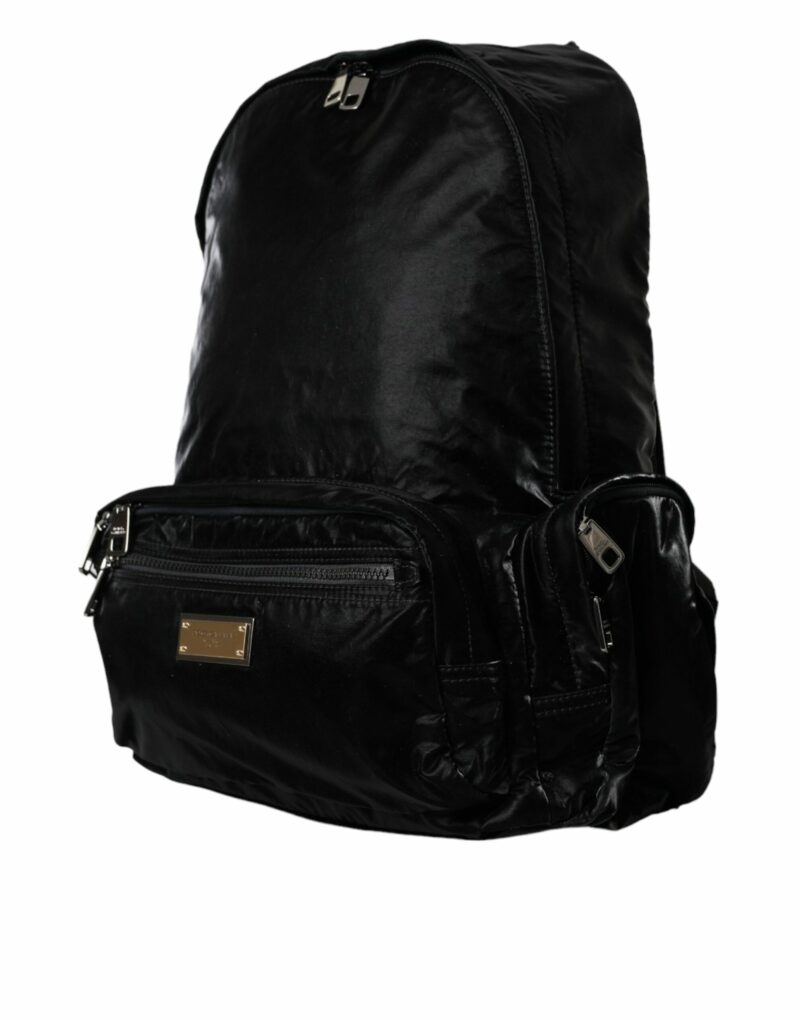 Dolce & Gabbana Black Patent Leather Logo Plaque Backpack Bag - Image 3