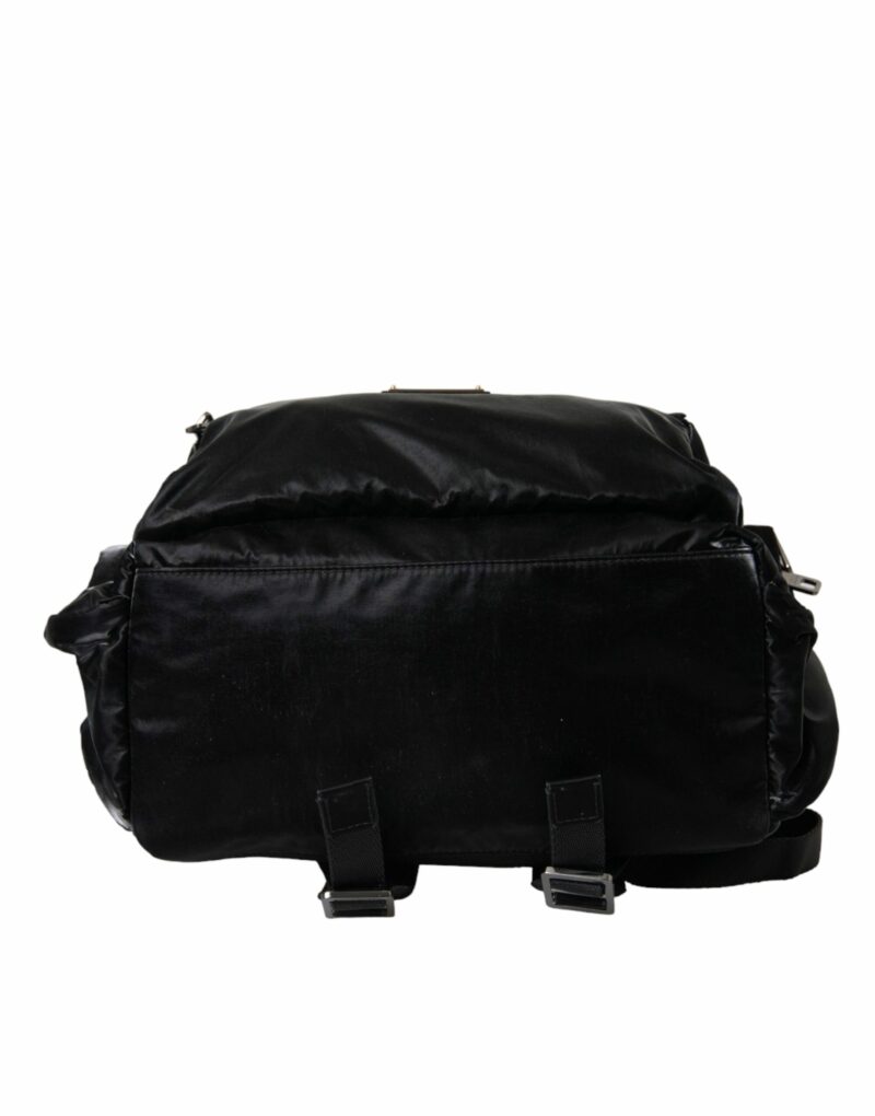Dolce & Gabbana Black Patent Leather Logo Plaque Backpack Bag - Image 5