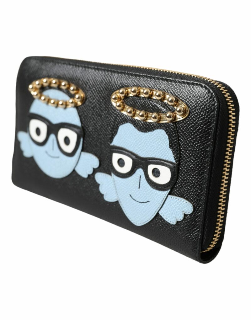 Dolce & Gabbana Black Blue Leather #DGFAMILY Zipper Continental Men Wallet - Image 2