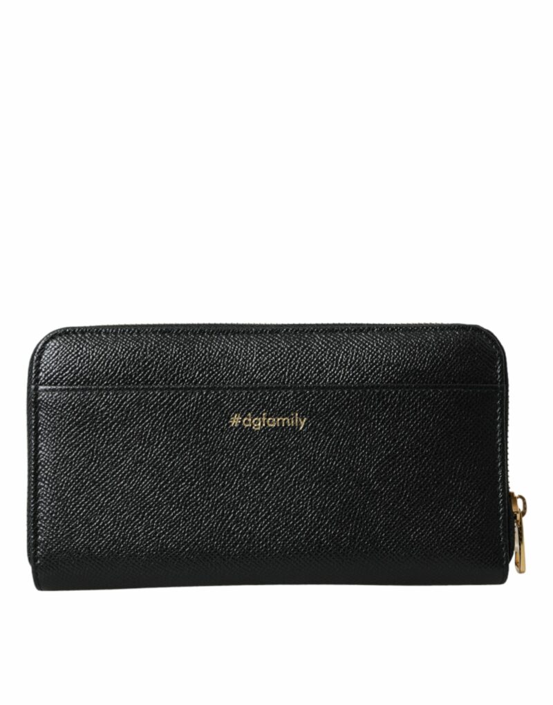 Dolce & Gabbana Black Blue Leather #DGFAMILY Zipper Continental Men Wallet - Image 3
