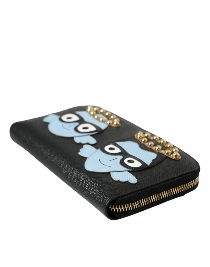 Dolce & Gabbana Black Blue Leather #DGFAMILY Zipper Continental Men Wallet - Image 4