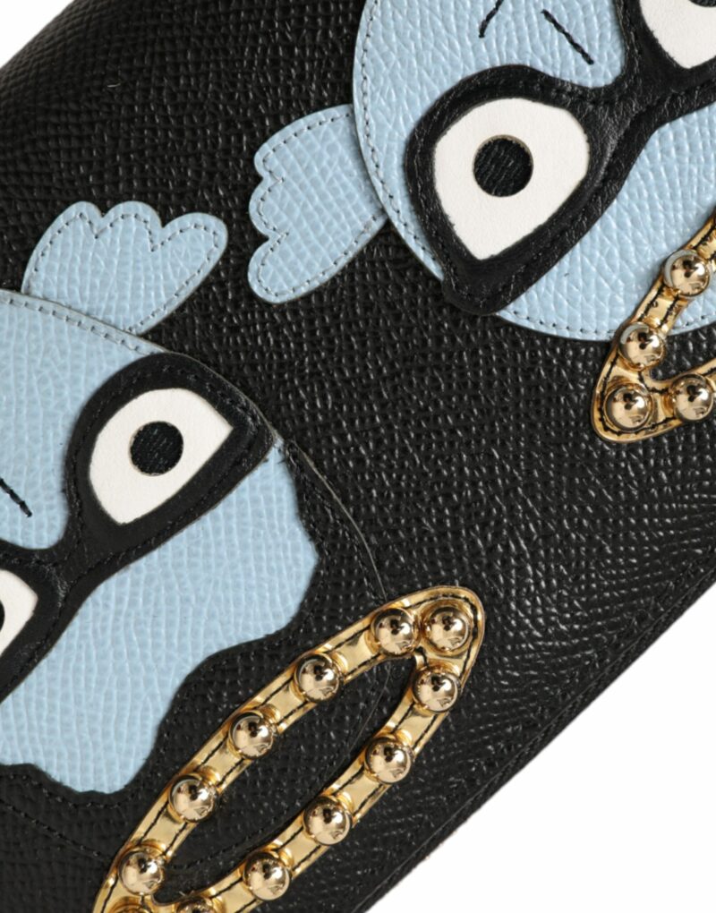 Dolce & Gabbana Black Blue Leather #DGFAMILY Zipper Continental Men Wallet - Image 5