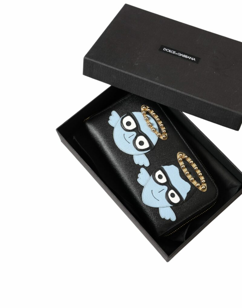 Dolce & Gabbana Black Blue Leather #DGFAMILY Zipper Continental Men Wallet - Image 8