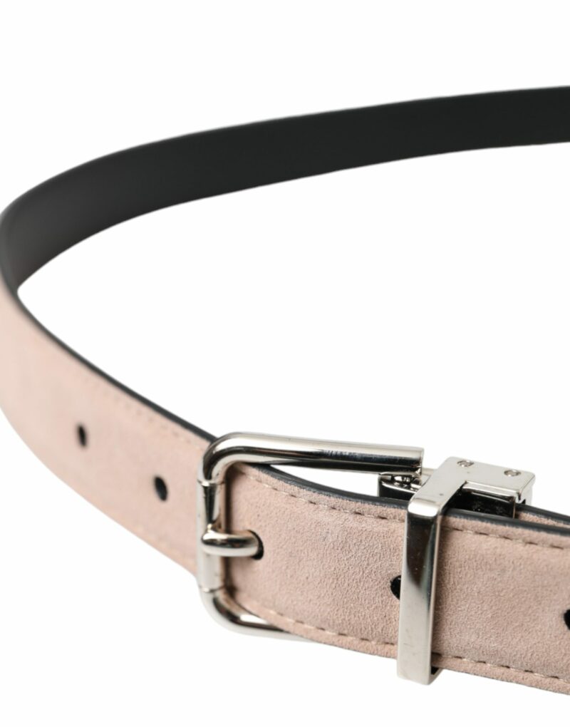 Dolce & Gabbana Beige Suede Leather Silver Buckle Belt Men - Image 3