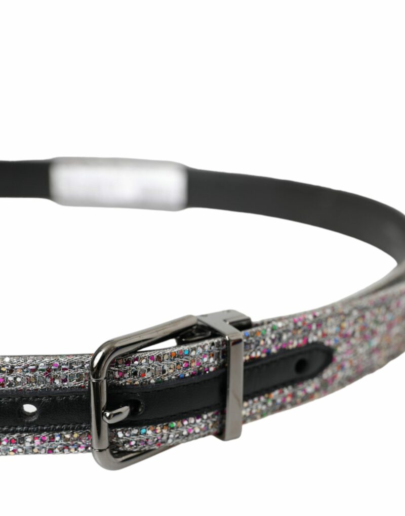 Dolce & Gabbana Multicolor Embellished Silver Metal Buckle Belt - Image 3