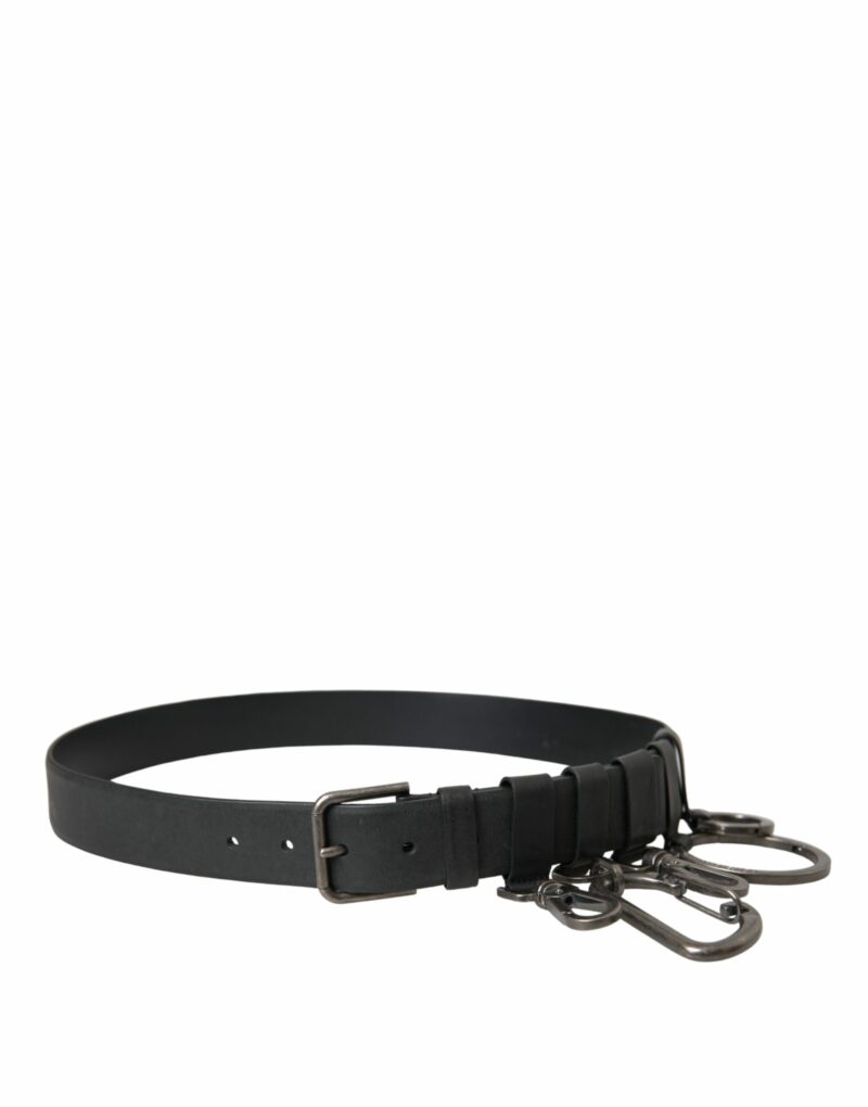 Dolce & Gabbana Black Calf Leather Silver Metal Buckle Belt - Image 7