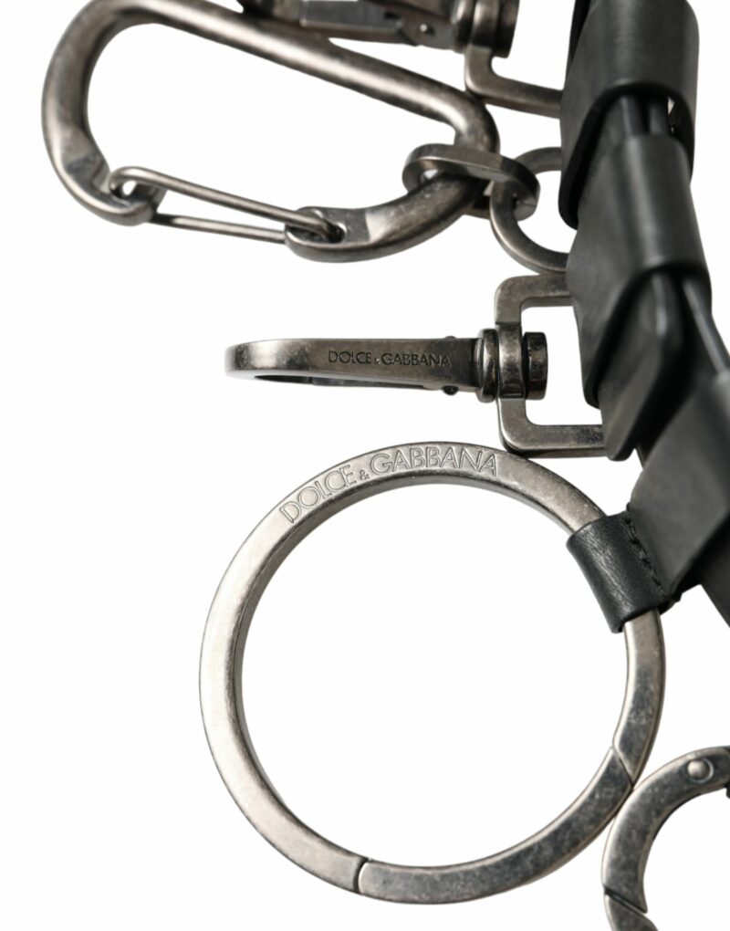 Dolce & Gabbana Black Calf Leather Silver Metal Buckle Belt - Image 4