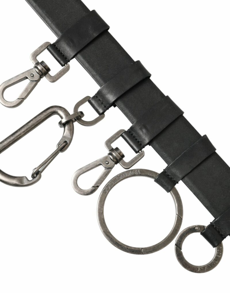 Dolce & Gabbana Black Calf Leather Silver Metal Buckle Belt - Image 2