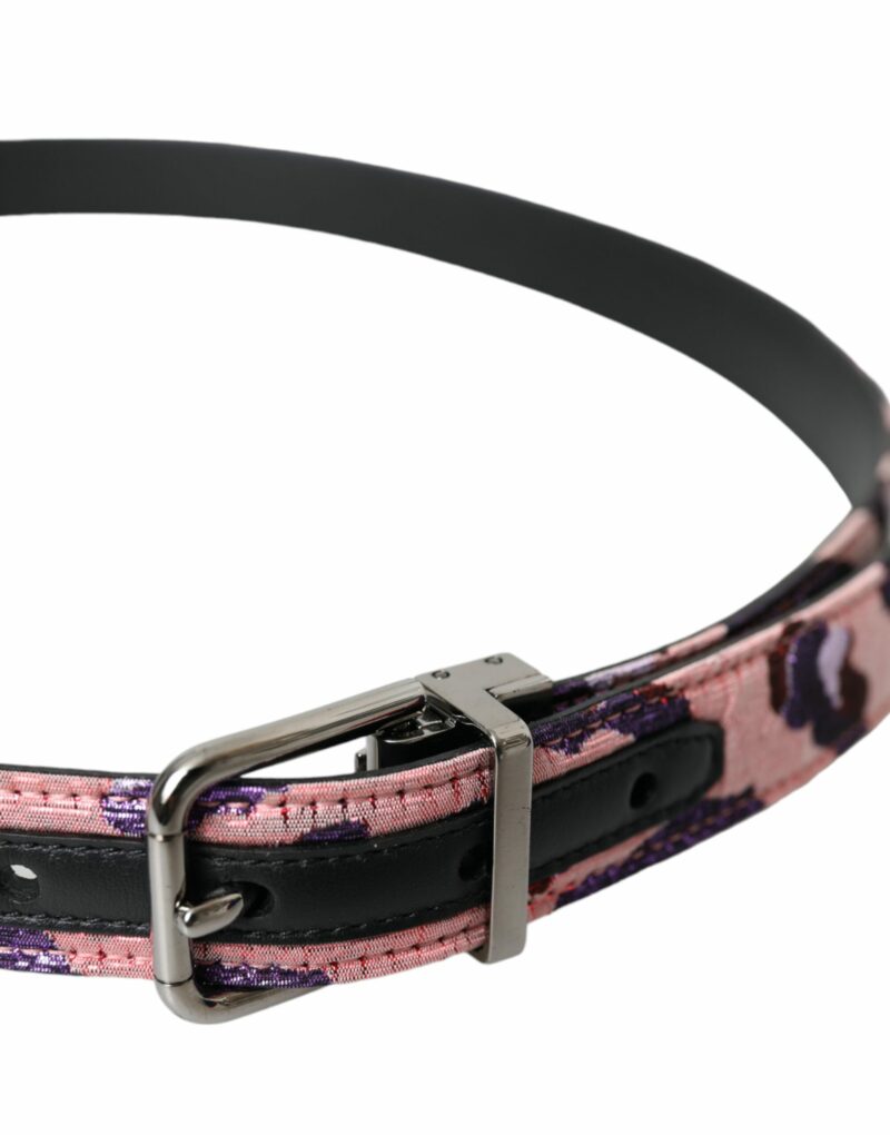 Dolce & Gabbana Multicolor Jacquard Leather Metal Buckle Belt - Image 3