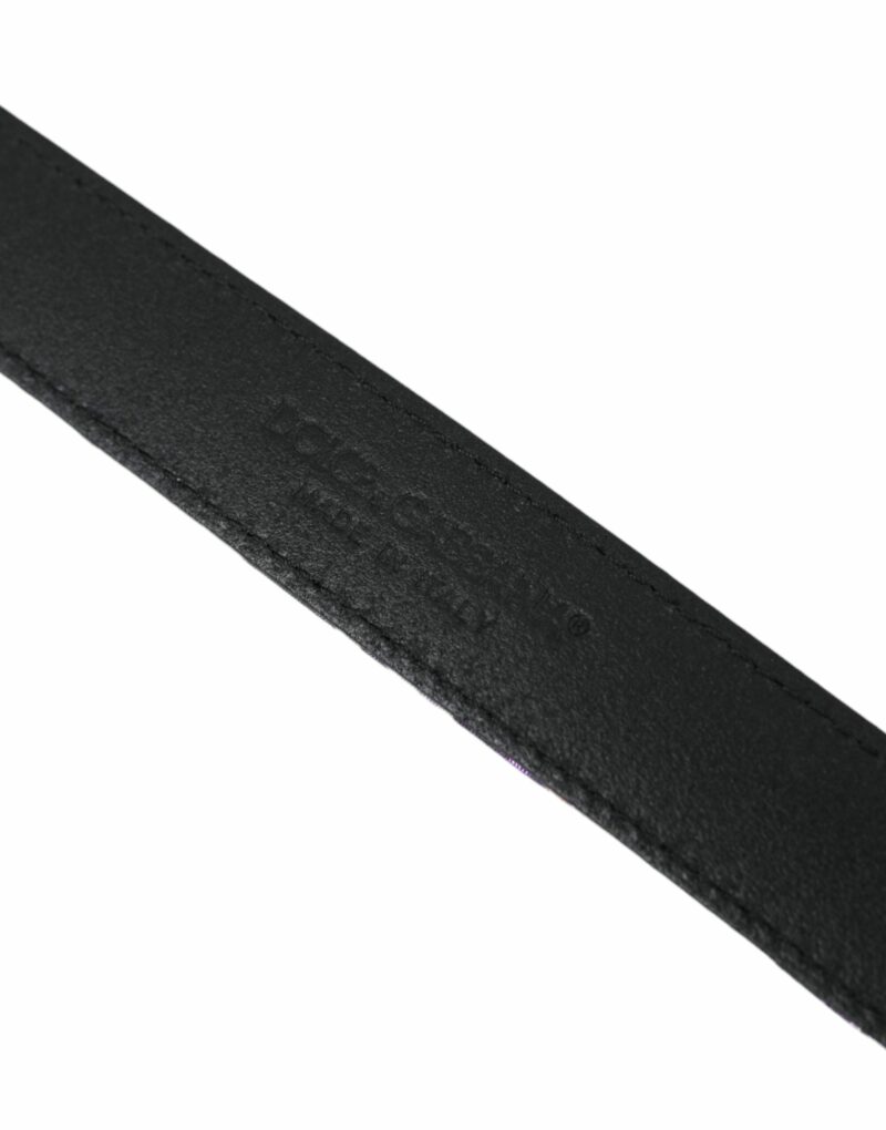 Dolce & Gabbana Multicolor Jacquard Leather Metal Buckle Belt - Image 4