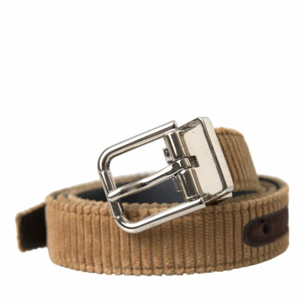 Dolce & Gabbana Brown Velvet Silver Metal Buckle Belt Men