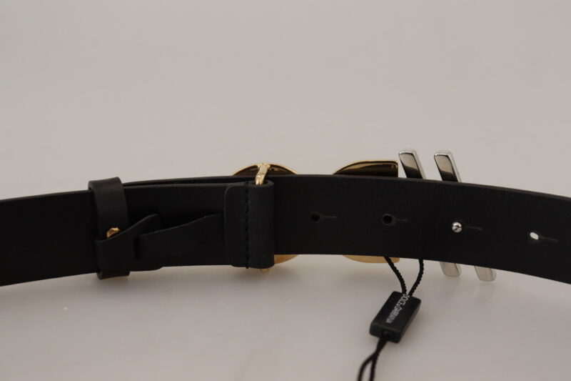 Dolce & Gabbana Black Leather Metal #DG Logo Buckle Belt - Image 6