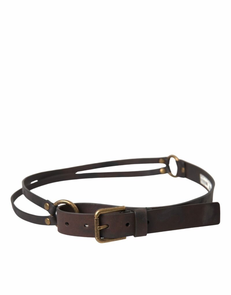 Dolce & Gabbana Dark Brown Leather Gold Metal Buckle Women Belt - Image 2