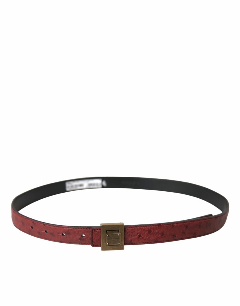 Dolce & Gabbana Brown Leather Square Metal Buckle Belt - Image 2