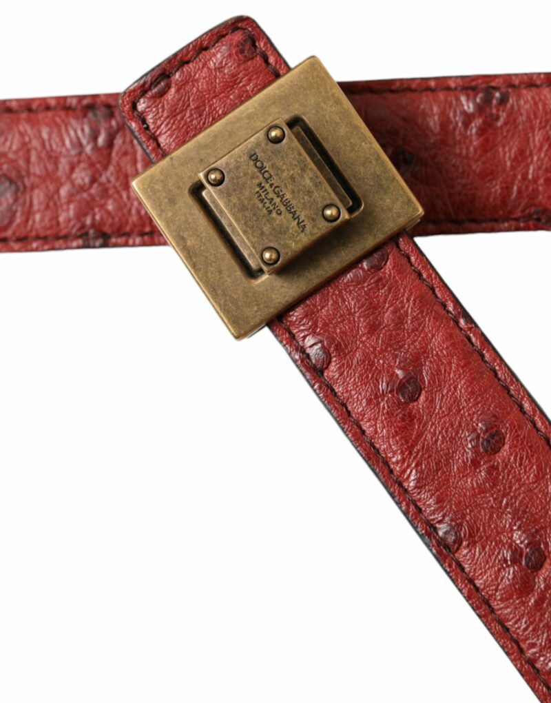 Dolce & Gabbana Brown Leather Square Metal Buckle Belt - Image 4