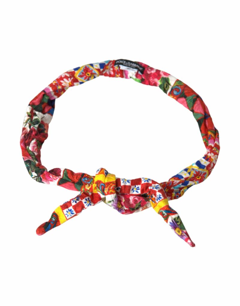 Dolce & Gabbana Multicolor Carretto Print Waist Belt - Image 2