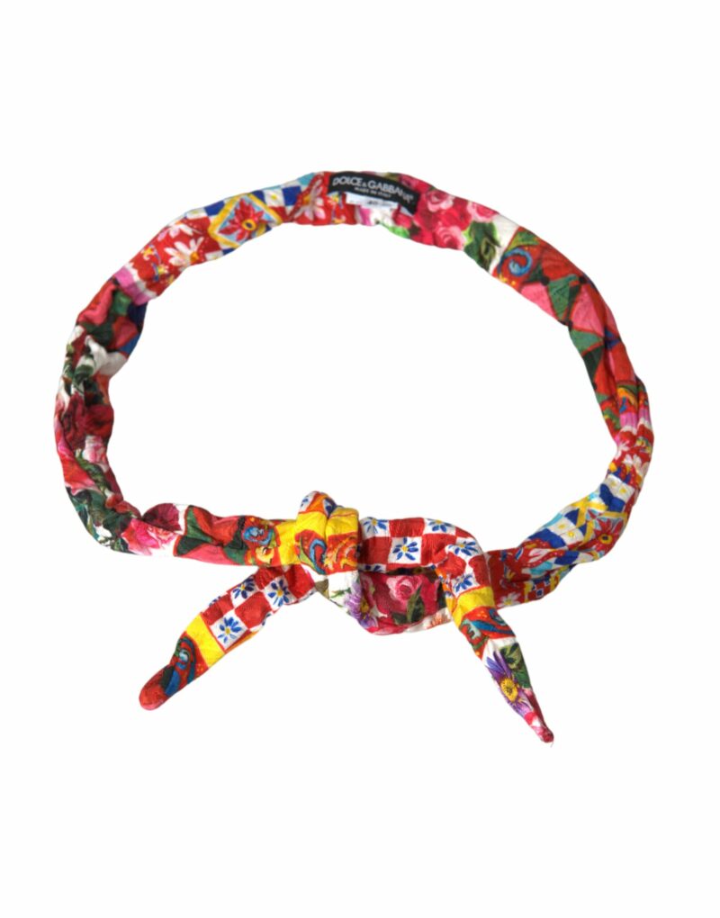 Dolce & Gabbana Multicolor Carretto Print Waist Belt - Image 3