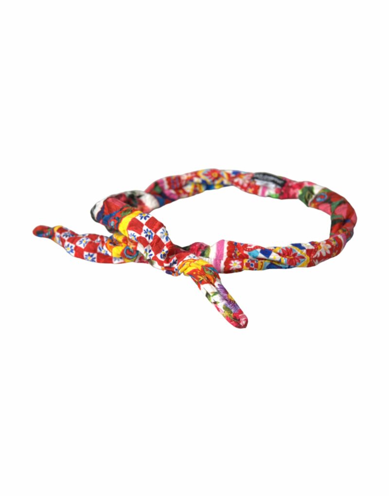 Dolce & Gabbana Multicolor Carretto Print Waist Belt - Image 4