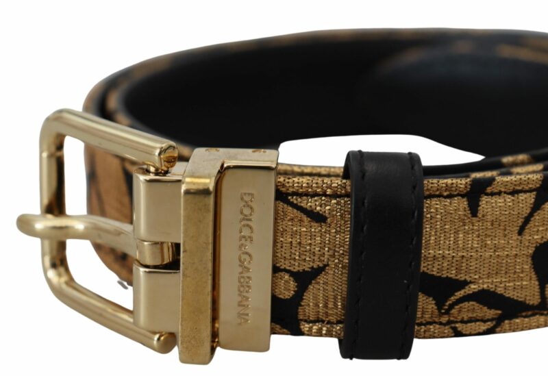 Dolce & Gabbana Multicolor Jacquard Leather Logo Buckle Belt - Image 3