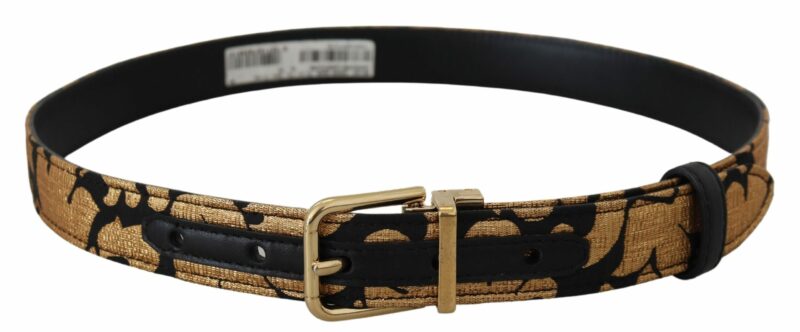 Dolce & Gabbana Multicolor Jacquard Leather Logo Buckle Belt - Image 4