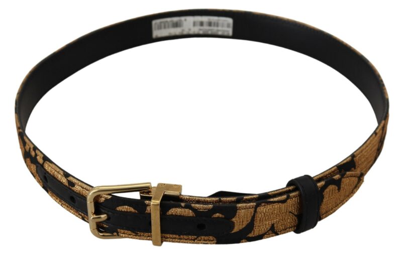 Dolce & Gabbana Multicolor Jacquard Leather Logo Buckle Belt - Image 5