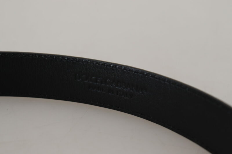 Dolce & Gabbana Black Exotic Leather Gold Metal Buckle Belt - Image 7